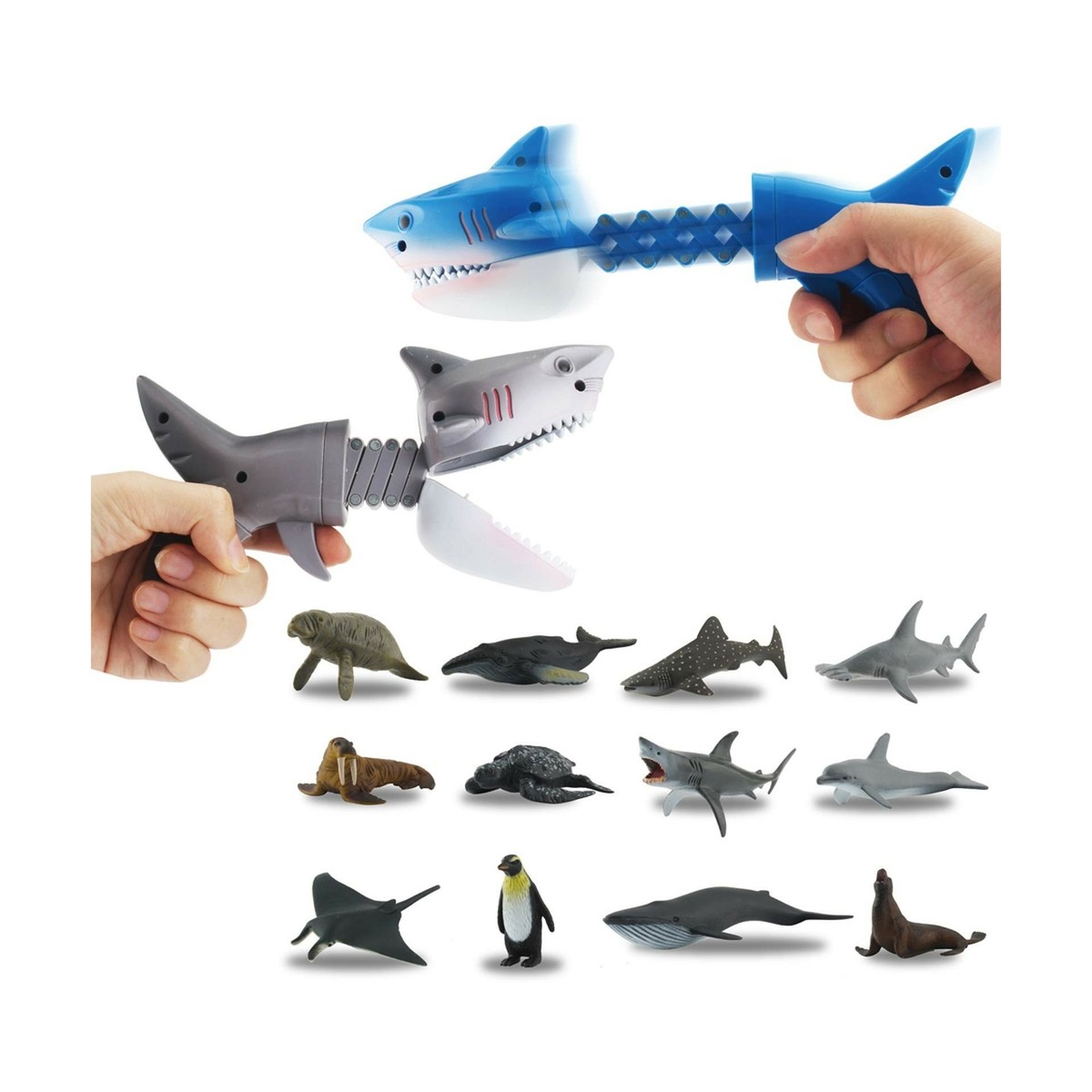 Hungry Grabber Toys 2 Shark 12 Mini Sea Animals Figure Playset