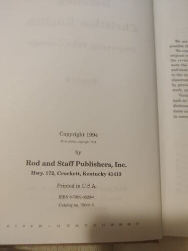 Rod and Staff Progressing With Courage English 6 Textbook and Teacher's Guide - Picture 6 of 7