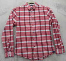Express Button Up Shirt Men's Small Red White Blue Plaid 100 Cotton