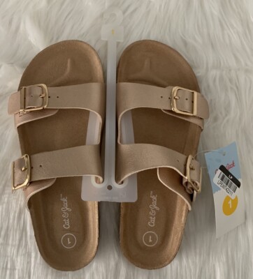Cat And Jack Slip On Slide Sandal Kids Size 1 Rose Gold Girls New With Tags