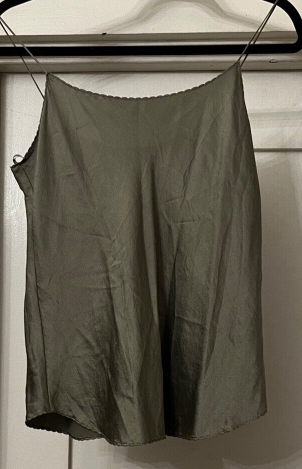 Vince Women's Army Green Tank Top Spaghetti Strap Silky Fabric Size XS