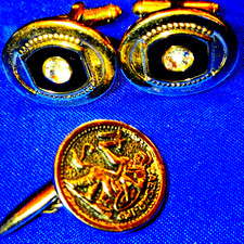 Vintage cufflink and tie clip set