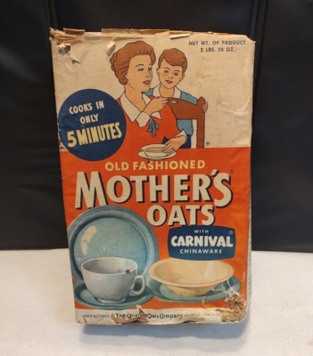 Vintage 1950s Mother's Oats Box Quaker Oats featuring Homer