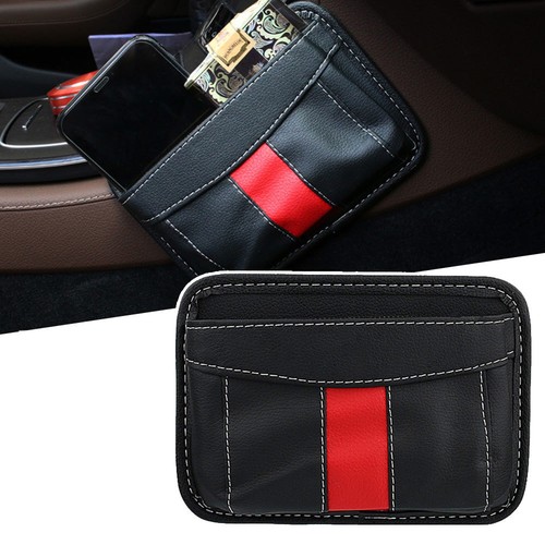 1x Bolsa organizadora de almacenamiento de teléfono de automóvil de cuero PU negro accesorios interiores automáticos - Imagen 3 de 12