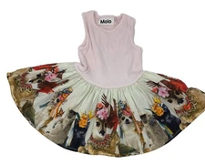 Molo Baby Girls 9 Mo Pink Tank Party Animals Dress with Deer Cat Dog Print Skirt