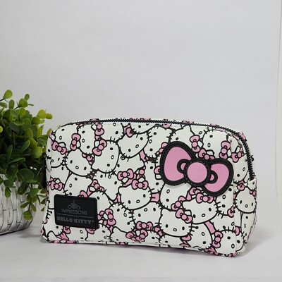 Hello Kitty Cosmetic Pouch Bag Waterproof Faux Leather Impressions