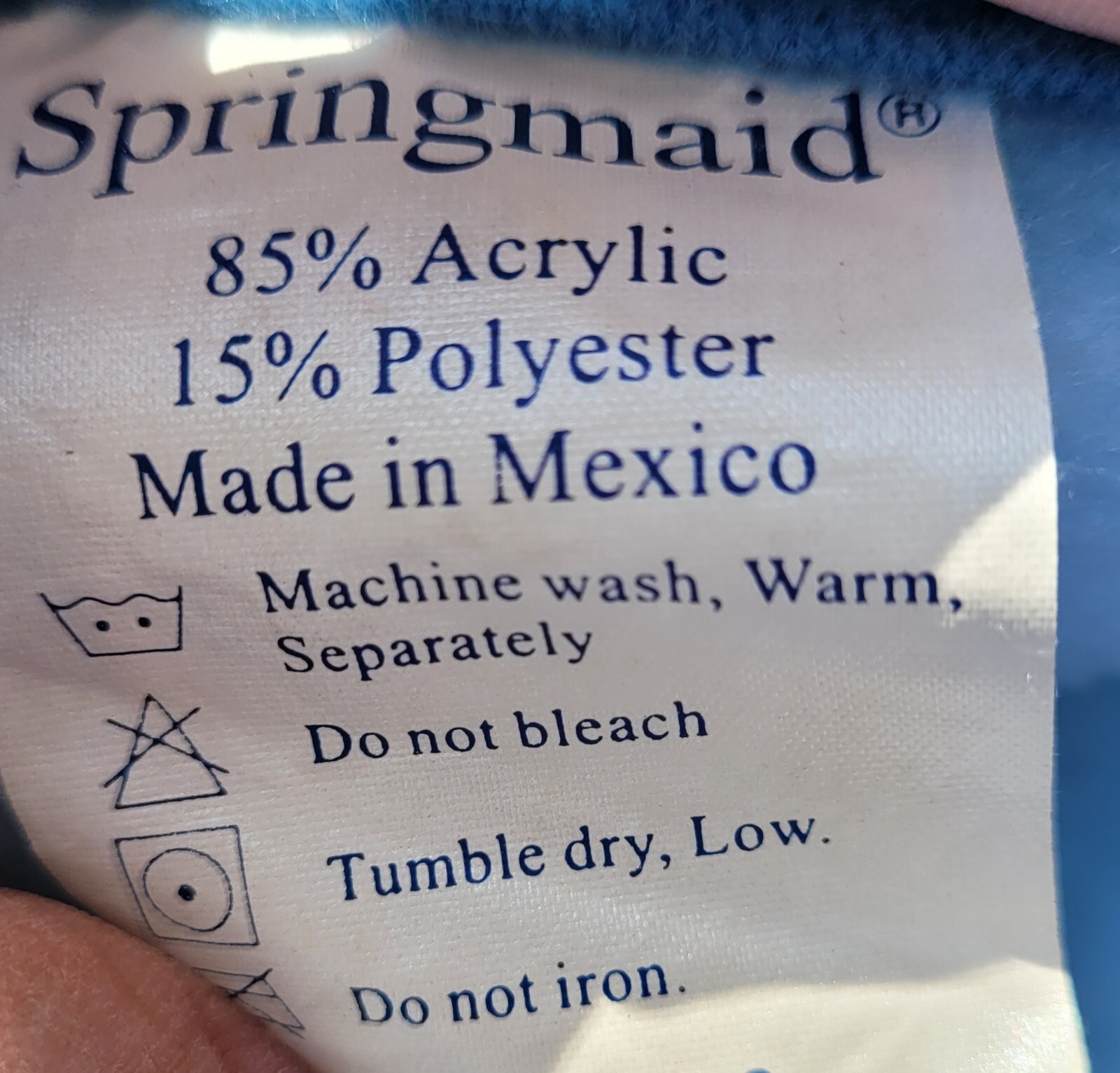 Vintage Springmaid Teddy Bear Crib Baby Blanket Overall Blue Jeans Rare