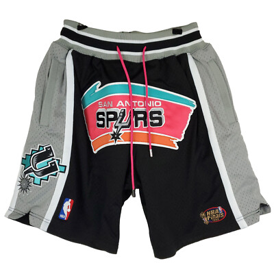 Just Don Spurs Mitchell Ness NBA Small Jersey Shorts Black Gray