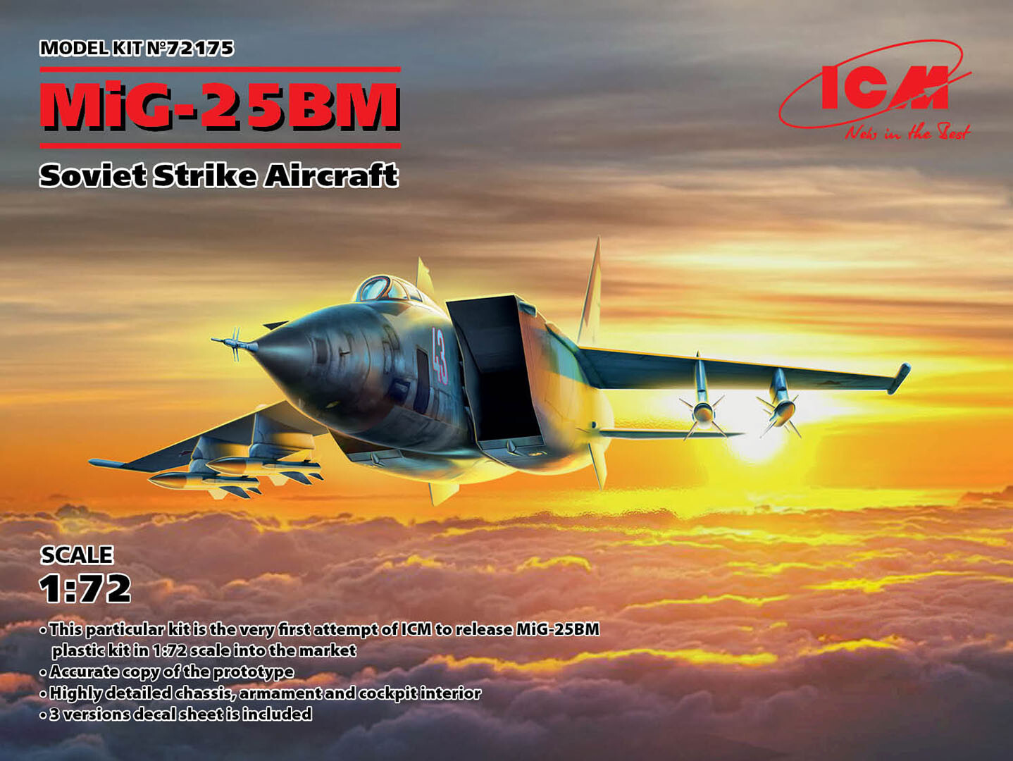 Kit Maquette MiG-25 BM Soviet Strike Aircraft ICM 1/72 en Plastique