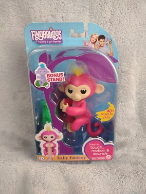 Fingerlings Monkey Bella Baby Interactive WowWee Pink Yellow Hair 2016