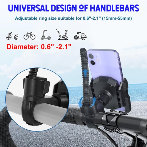 Motorcycle Bike Phone Mount Handlebar Holder No Block Camera for iPhone Samsung - 第 6/9 張圖片