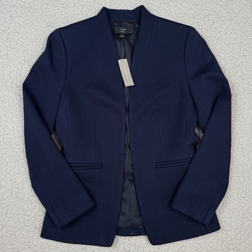 J Crew NWT Going Out Blazer Stretch Twill Open Front Lined Navy Blue Size 0 - Picture 2 of 12