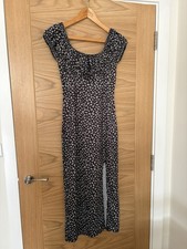 Women’s Floral Midi Dress Size 10 Daisy Street Black Grey Short Sleeve
