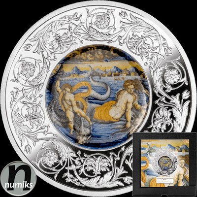 VENUS und AMOR - Majolika - Malta 2025 - 1 Oz Silber PP Proof Farbe BOX