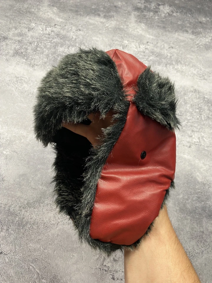 De colección Ushanka Trapper Sombrero Peludo Mohair Piel Difusa Sombrero Rojo Y2K Talla Única Japonés Foto 3 de 4