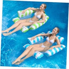 Adult Inflatable Pool Floats, 4-in-1 Water Hammock 48"L x 48"W Green Light Blue