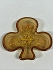 Indiana Glass Tiara Club Shaped Amber Trinket 4” Vintage