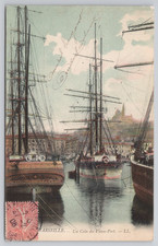 Vintage Postcard Marseille Un Coin Du Vieux Port France Sailing Ships