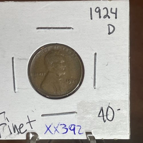 KEY DATE LINCOLN PENNY 1924 D IN FINE+ CONDITION BETTER DATE COIN    XX392