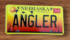 NEBRASKA GRAPHIC VANITY LICENSE PLATE  " ANGLER " FISH FISHING FISHERMAN ROD
