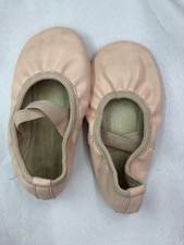 Dance Pre-Owned Ballet Shoes Stelle 12M Child Canvas Full Sole Cross Straps Pink