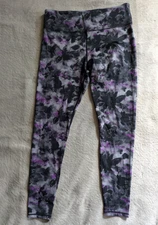 ZYIA Active Light n Tight Leggings Sz 12 Yoga Running Joggers Purple Gray Black