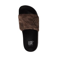 Luxe Faux Sheepskin Women Slides  Brown 7/8