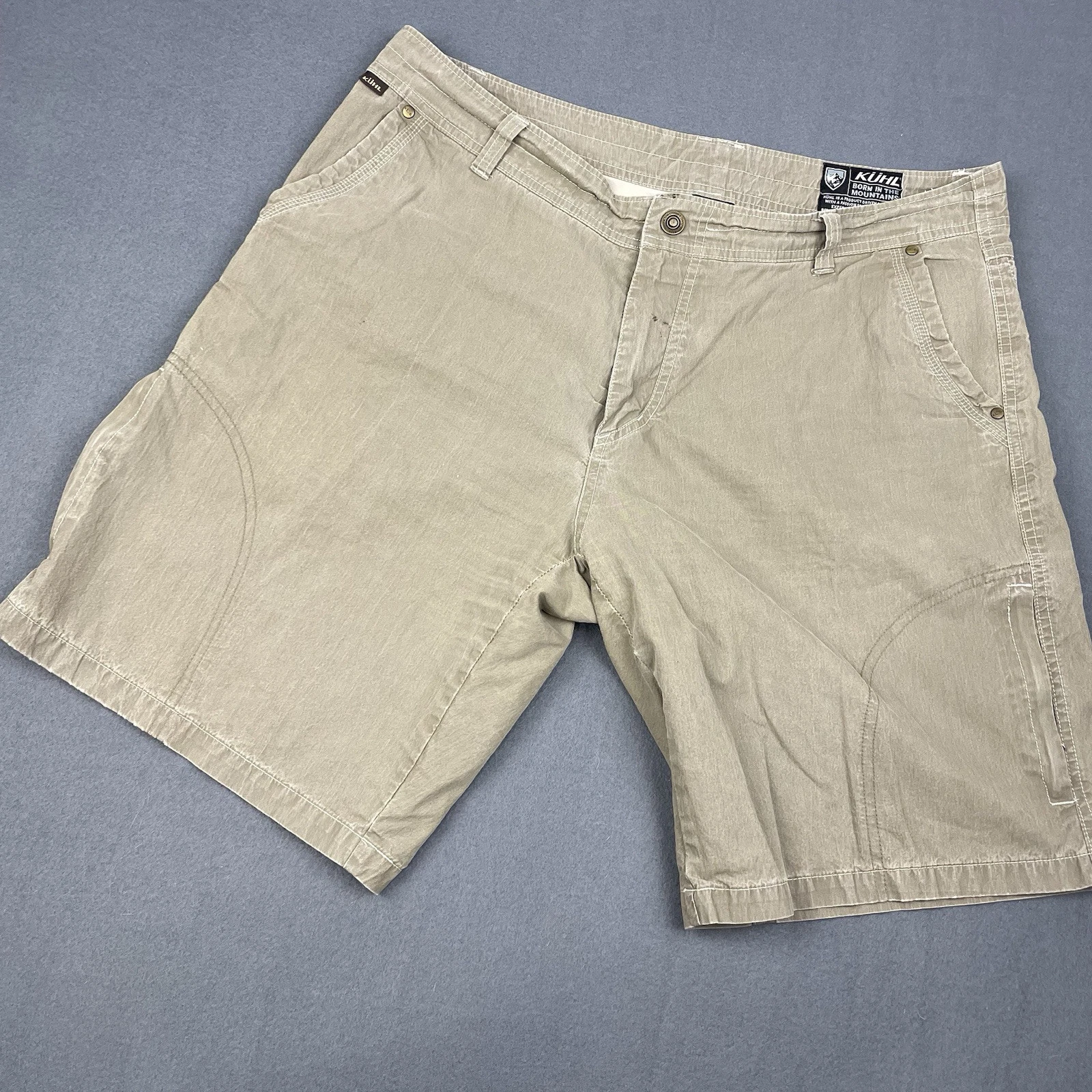 Kuhl Ramblr Hiking Shorts Men’s Size 38 Dark Brown Vintage Patina Dye Canvas
