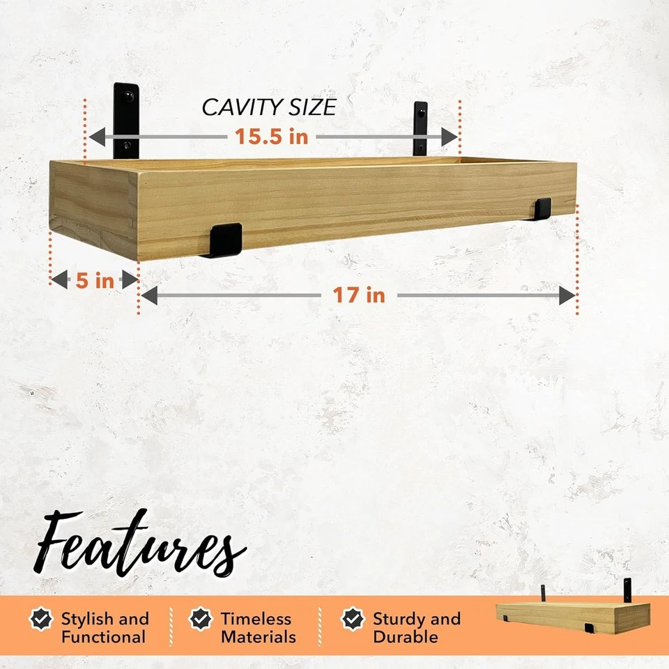 Autumn Alley  3-Tier Floating Wood Shelves for Wall-Use as Trays or Wall Shelves - Image 3 of 4