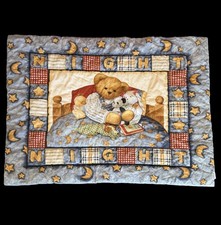 Blue Jean Teddy Bear Nursery Crib Quilt Blanket Bedtime Stories Panda 30 x40