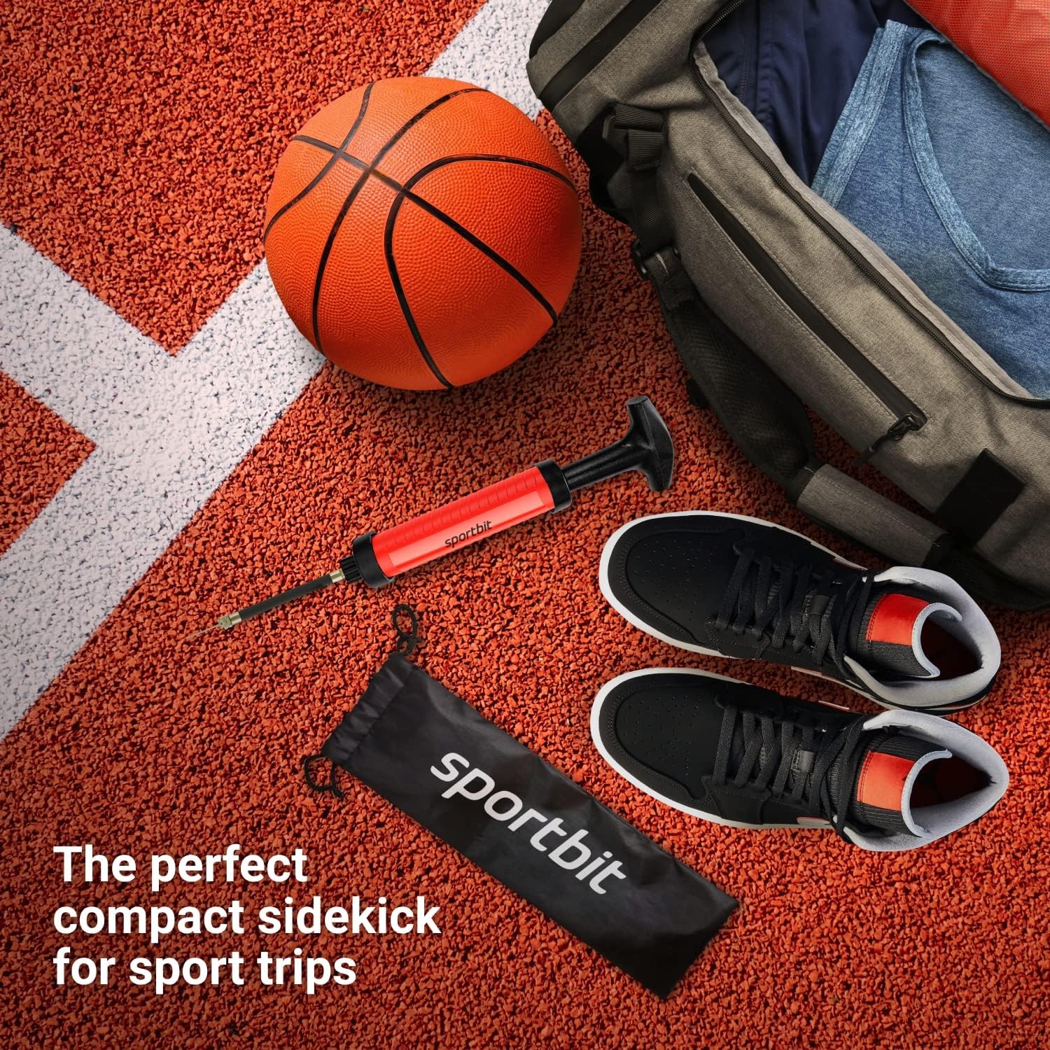 SPORTBIT Ballpump for Sports Balls - Basketball Pump for Sport Balls - Football 