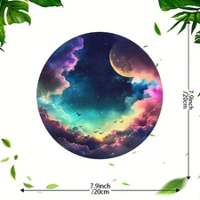 1pc 2D 1pc 7.9x 7.9inch Round Aluminum Sign, Vivid Universe Design with Stars an