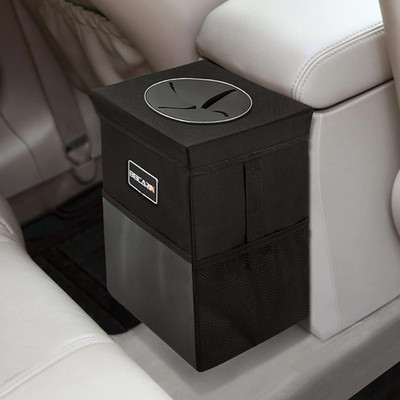 Car Trash Can with Lid 2.6 Gallon Leakproof Organizer Bag Collapsible SUV Truck