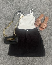 Black Cord Skirt Size 10 Denim Co Lovely Condition