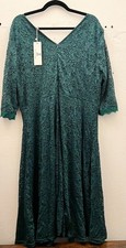 BNWT Dark Green Lace Dress Womens UK XXL 1950s Style Fit and Flare Darted