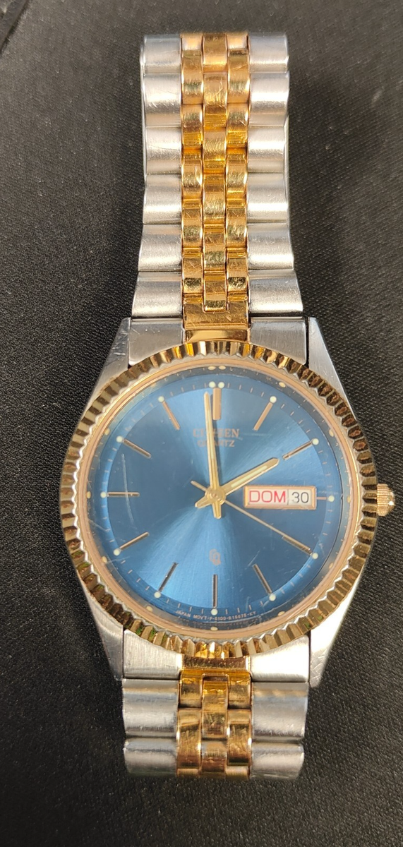 Citizen Quartz Japan 6100-r00405 Day Date Vintage Mens
