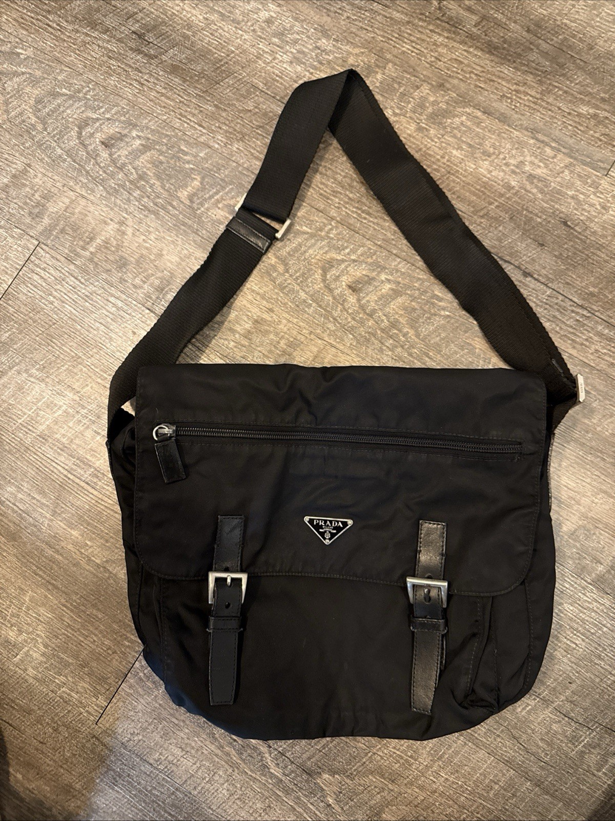 Prada Black Tessuto Nylon Shoulder Bag – Vintage Triangle Logo
