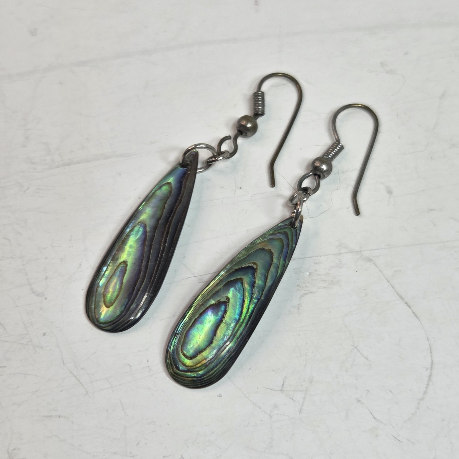 abalone shell dangle drop pierced organic earring… - image 1