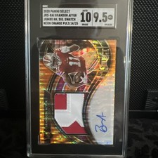 2020 Select Jumbo Rookie Swatches Neon Orange Pulsar /25 Brandon Aiyuk RC SGC9.5