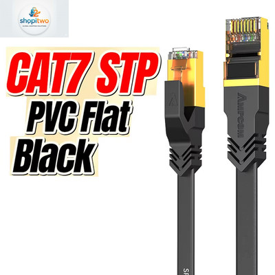 Ampcom Cat7 Ethernet Cable Flat Lan Lead Sftp Round Rj45 Network Lead Cat 7 In