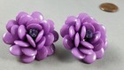 Vtg JOAN RIVERS Fun Purple Flowers Earrings Clip on  (A2) — photo 1