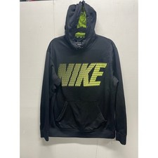 Nike Men's Hoodie Sweatshirt Size Large Therma-Fit Black Neon Yellow