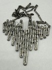 VINTAGE STATEMENT SILVER TONE BRUTALIST ABSTRACT BAR LINK SIGNED NECKLACE 19" — photo 2