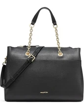 H Halston Janis Top Zip Purse With Gold Accents