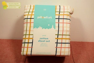 Pillowfort Full Plaid Print Cotton Kids' Sheet Set