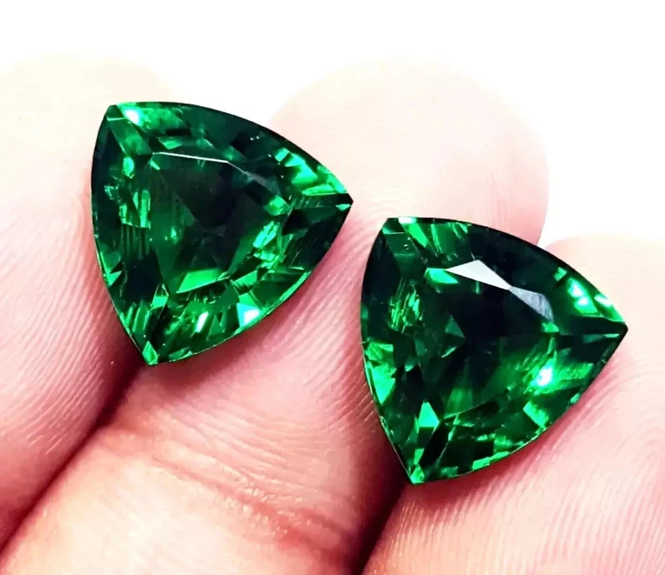 Par de piedras preciosas naturales sueltas certificadas EGL corte esmeralda verde Colombia 18+ quilates Foto 2 de 4