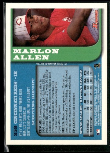 1997 Bowman #359 Marlon Allen - Bild 2 von 2