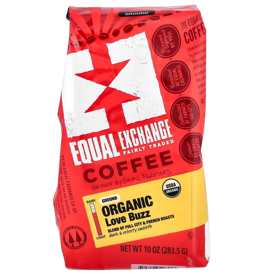 Organic Coffee, Love Buzz, Ground, Full City & French Roasts, 10 oz (283.5 g)