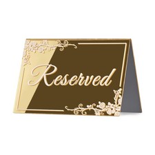 10 Pack Gold Acrylic Reserved Table Signs 6" x 4" Double Sided Reservation Se...
