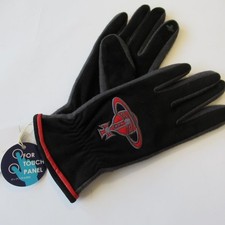 Vivienne Westwood Gloves Black Suede Sheep Leather Wool Touch Panel 21cm NEW